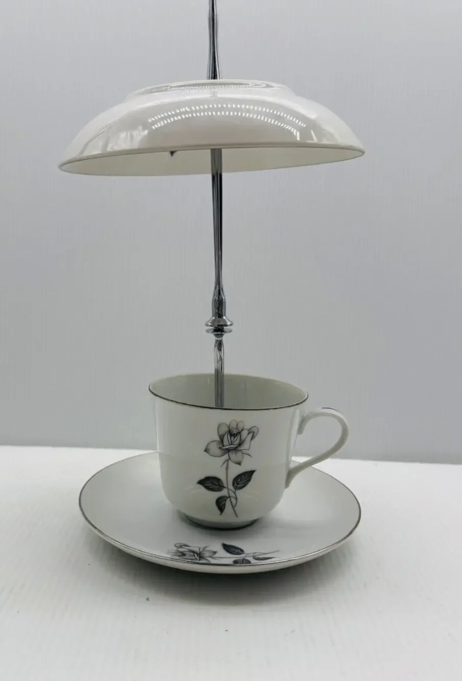 Vintage Teacup Bird Feeder Handmade Garden Decor